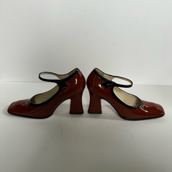 Prada Brown Patent Leather Mary Jane Block Heel - Picture 6 of 9